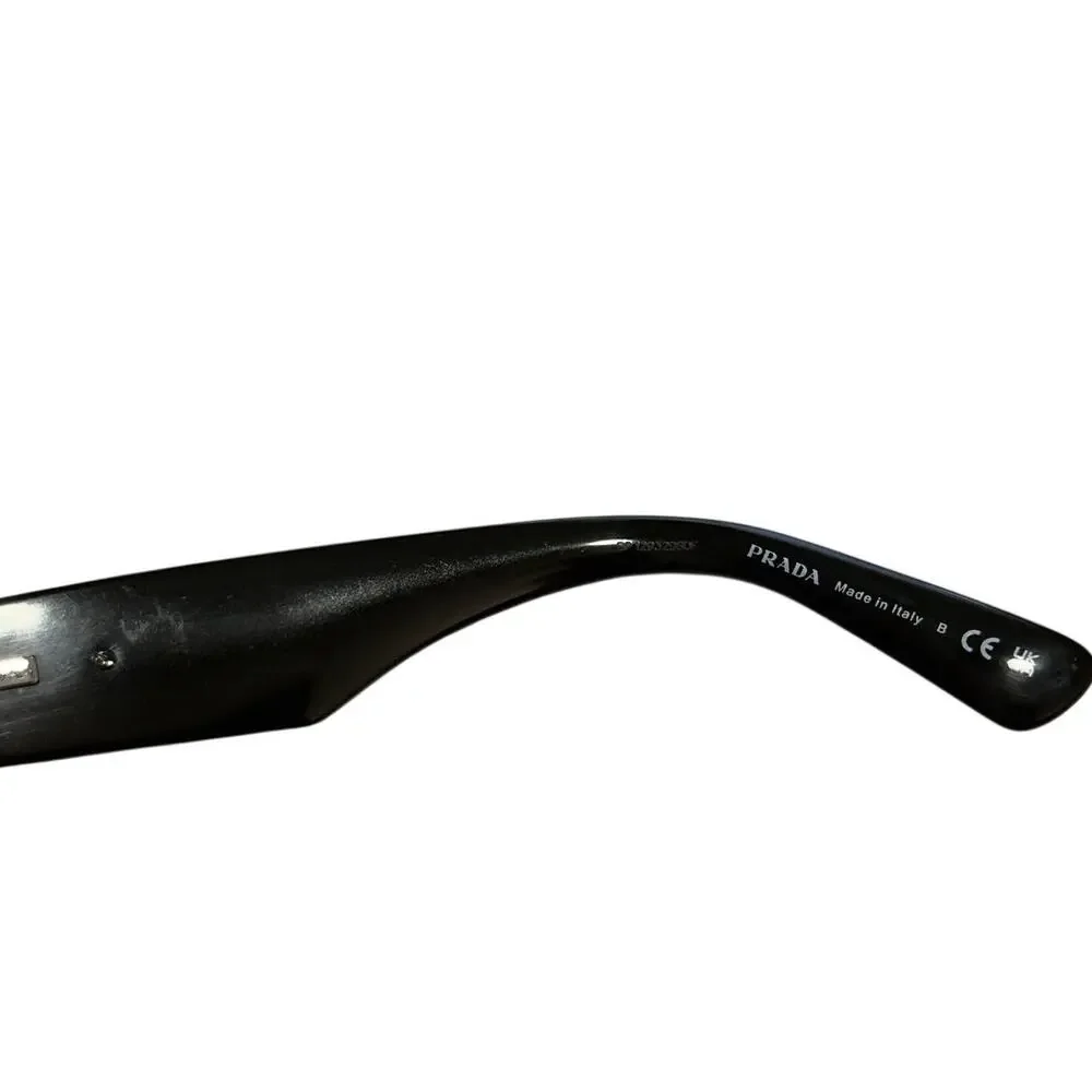 Pre Owned PRADA PR A03SF Low Bridge Fit Sunglasses Black with Grey Glass Lenses